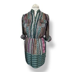 Angie Women’s Long Sleeve Knee Length Dress Lightweight Boho Whimsigoth Multi L